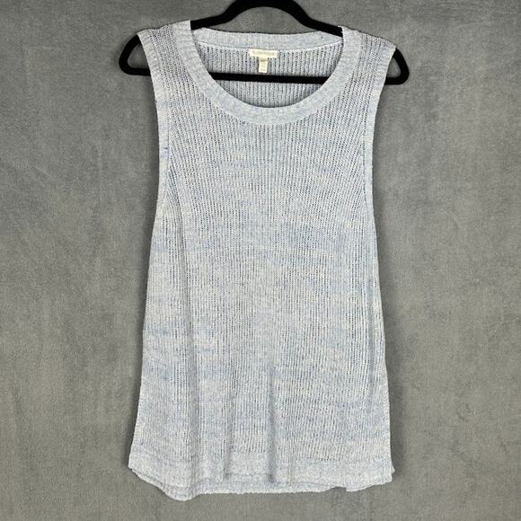 Eileen Fisher Sweaters - Eileen Fisher Sweater Womens Medium Blue Linen Sleeveless Luxury Resort Preppy